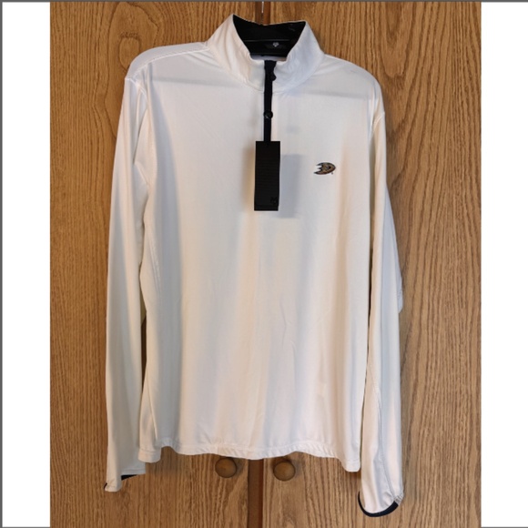 Greyson Golf TATE Pullover Mens Large WHITE 1/4 Zip Anaheim Ducks Logo NWT - Picture 1 of 5